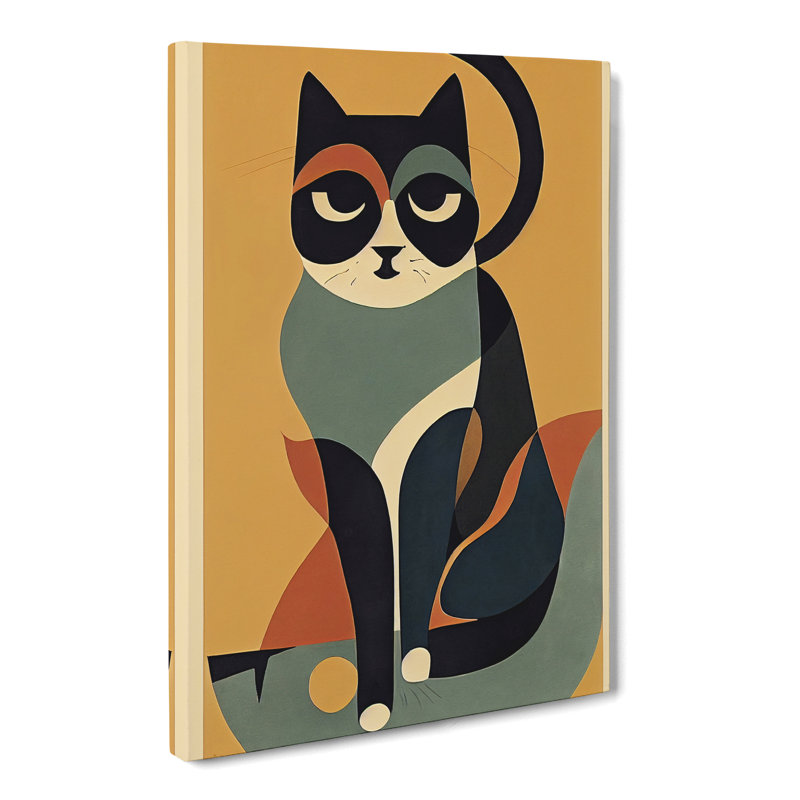 Cat Mid Century Vol.1 - Wrapped Canvas, 50cm H x 35cm W x 3cm D