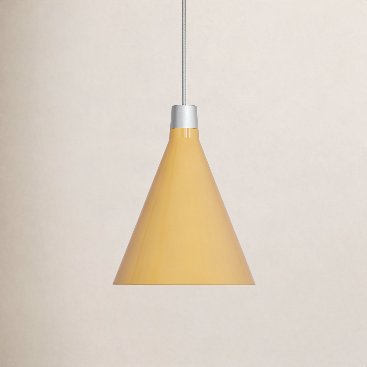 Bower Single Light Steel Aluminium Dimmable Pendant, Yellow