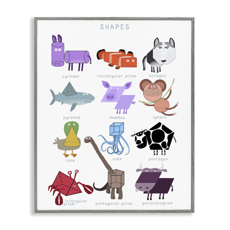 Apprendre des formes 3D avec des animaux, estampe numérique, design par Carla Daly, Estampe numérique Farmhouse