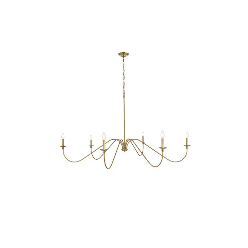 Sherree 6-Light Dimmable Chandelier, 31" H x 60" W x 60" D, Satin Gold