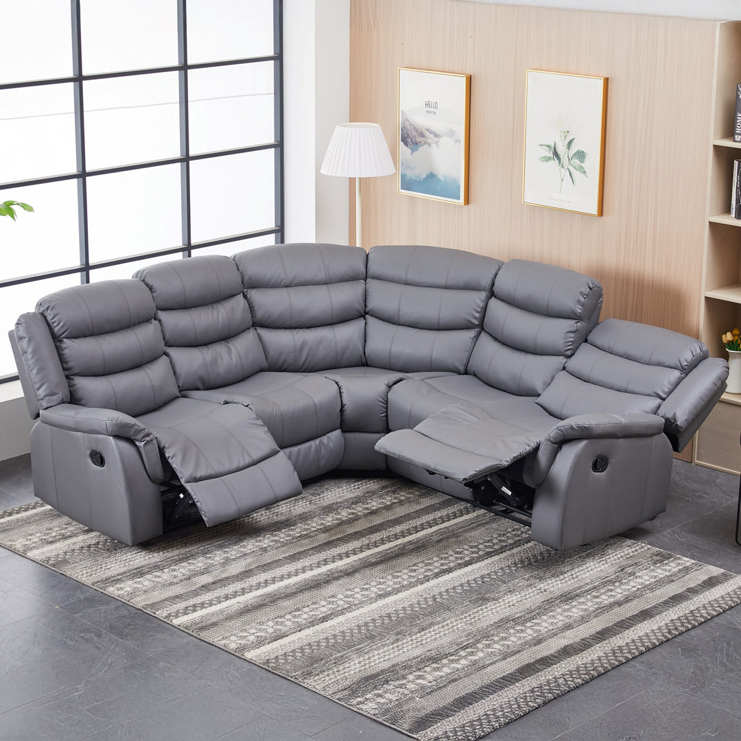 Lotus 6 Seater Faux Leather Reclining Corner Sofa