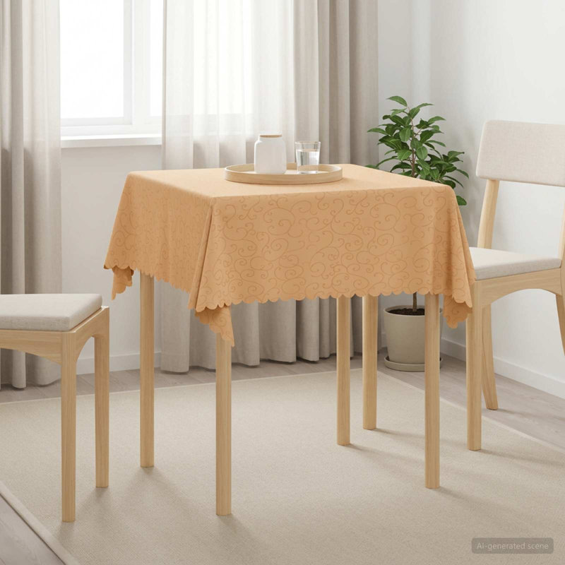  Table Cloth Dining Cover Kitchen Tablecloth Living Room Modern Jacquard, 110cm L, Beige