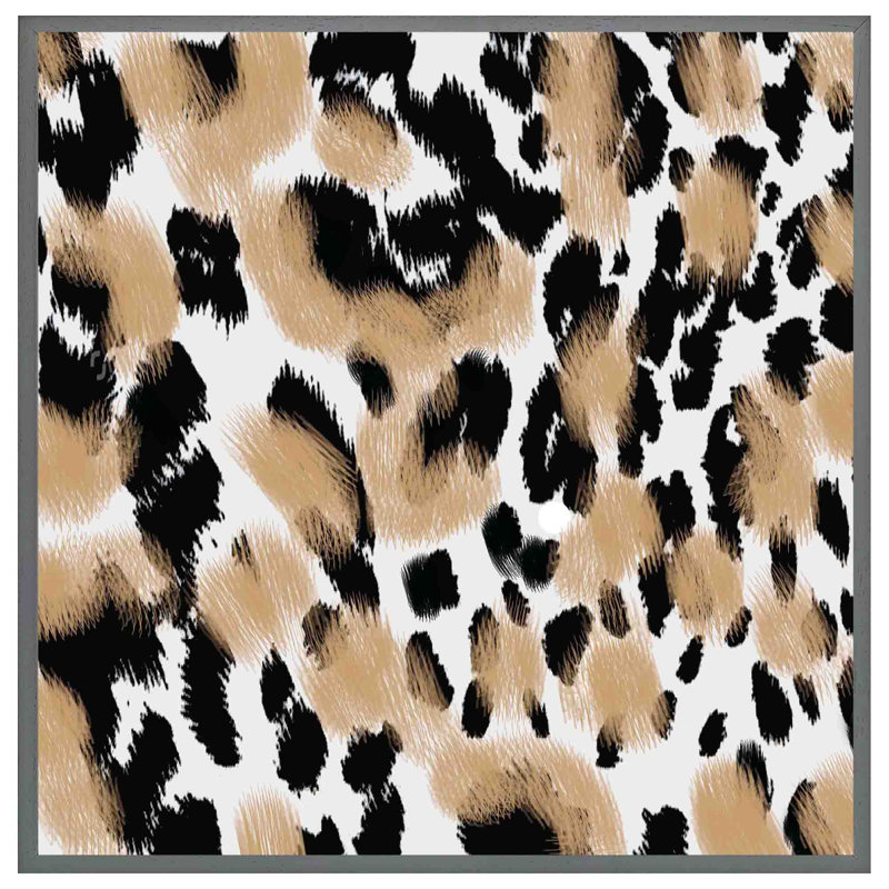 Edesville Leopard Spots Print - Single Picture Frame Print, 76cm H x 76cm W x 4cm D, Grey Framed