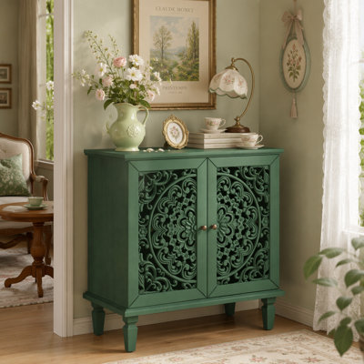 Armoire décorative, armoire de rangement à 2 portes, buffet avec tablette réglable et pieds en bois massif