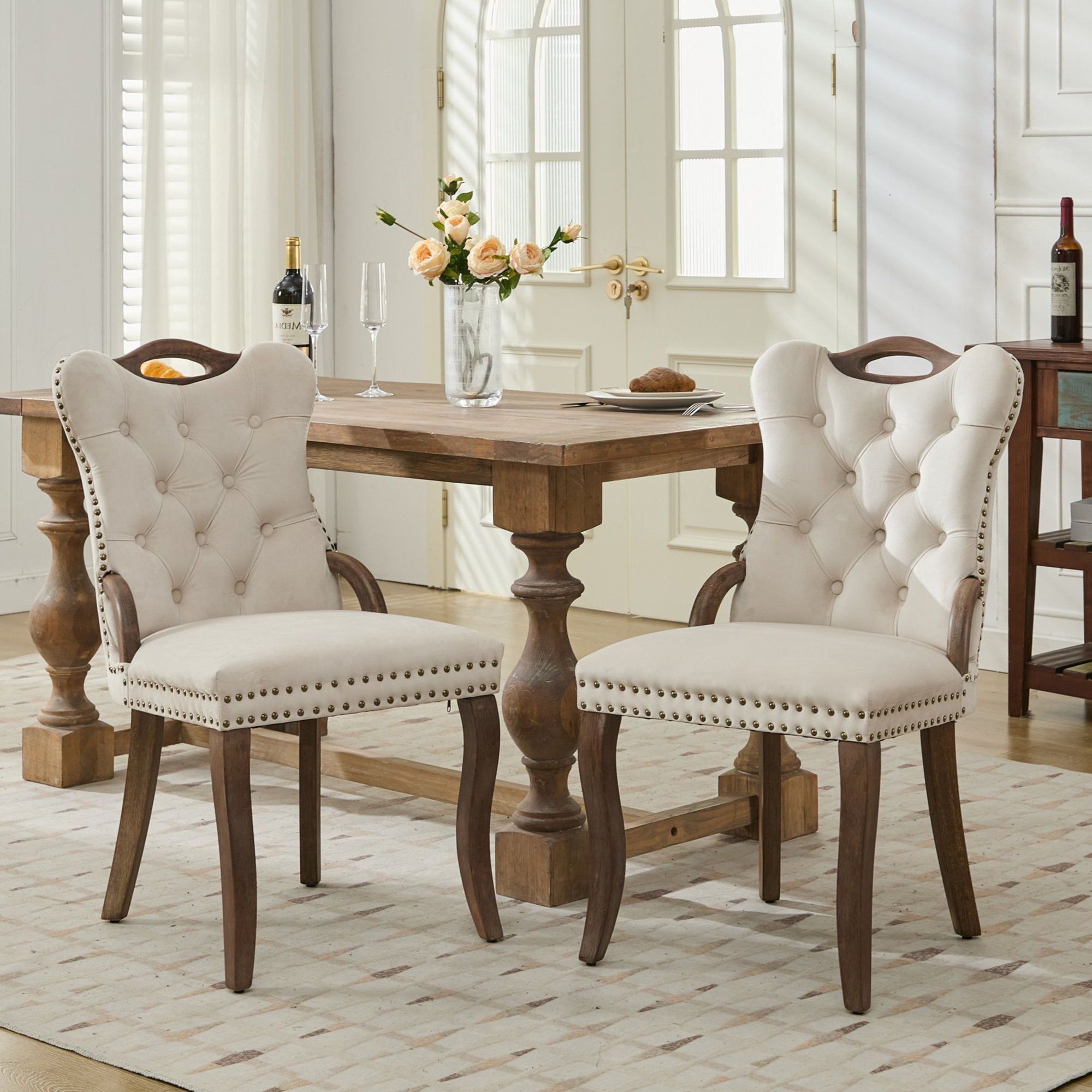 House of Hampton® Velvet Dining Chairs Set Of 2, Tufted Dining Room ...