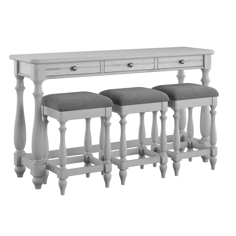 Table de canapé grise avec trois tabourets
