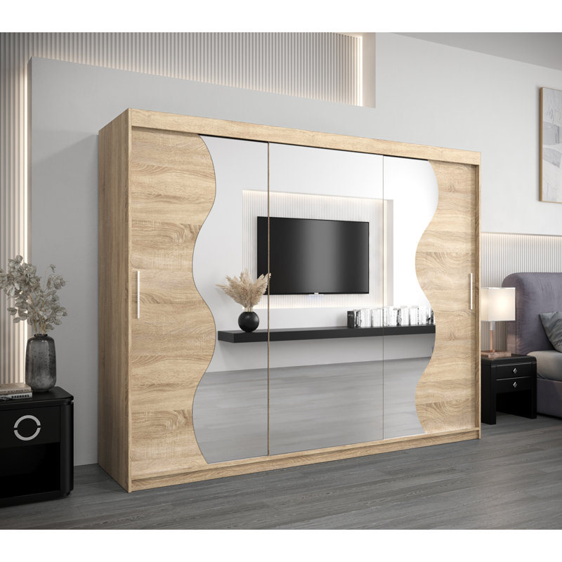 Brieah Manufactured Wood Wardrobe, 200Cm H x 250Cm W x 62Cm D, Oak Sonoma