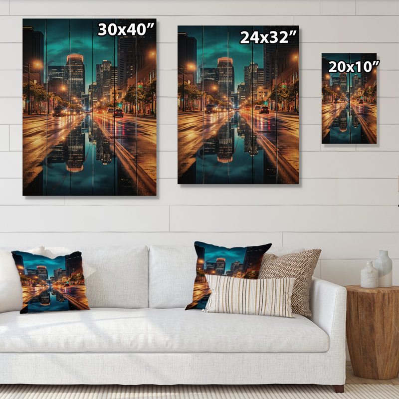 Nouvelle-Orléans, magnifique paysage urbain sur bois, H 40 po x l 30 po x P 0,78 po