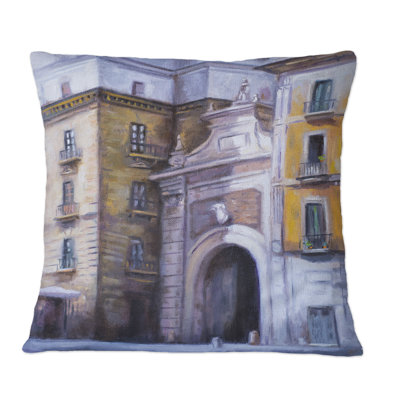 Architectural Arc In Italian City - Colonial Printed Throw Pillow