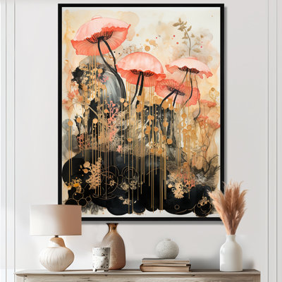 «Pink Jellyfish Vintage Collage», impression d'art mural méduse
