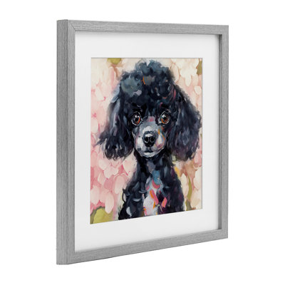 «Little Black Poodle», reproduction sous verre encadrée, design par Tina LeCour