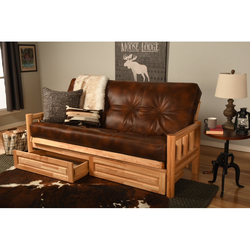 Stratford Full / Double Upholstered Futon And Mattress, Oregon Trail Saddle