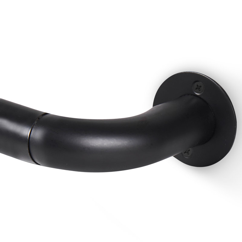 Alonnie Extendable Metal Curtain Pole Room Darkening Single Curtain Rod, Matte Black, 160 - 300 cm