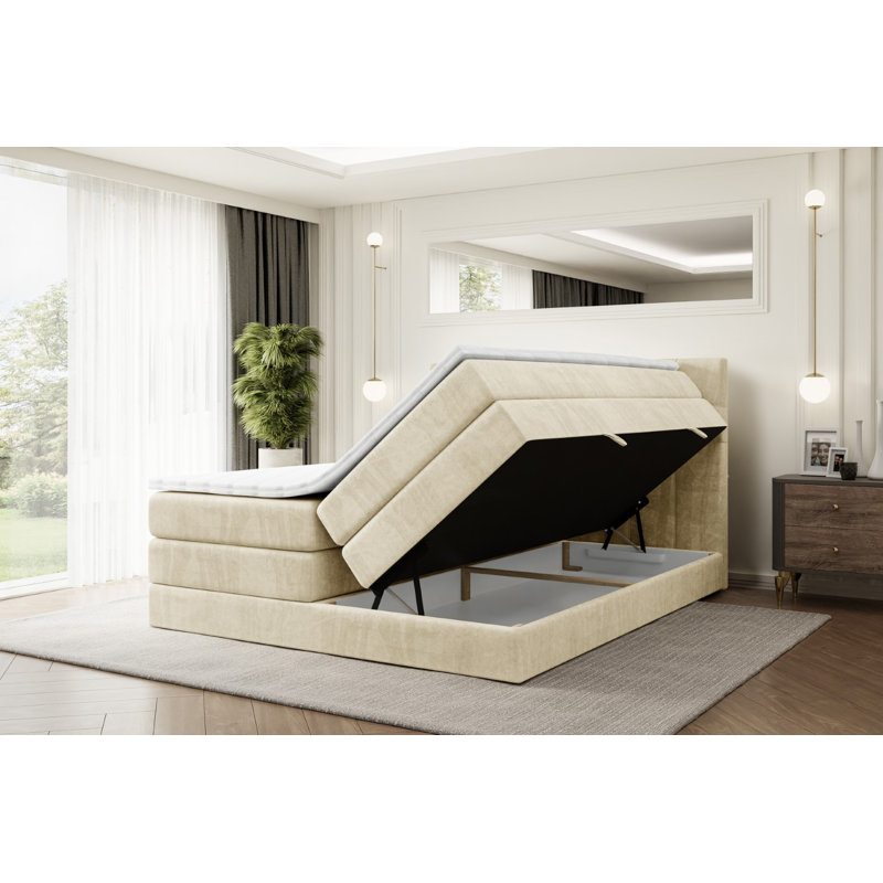 Fobbs Divan Bed Set, 120cm W x 200cm D, Beige cream