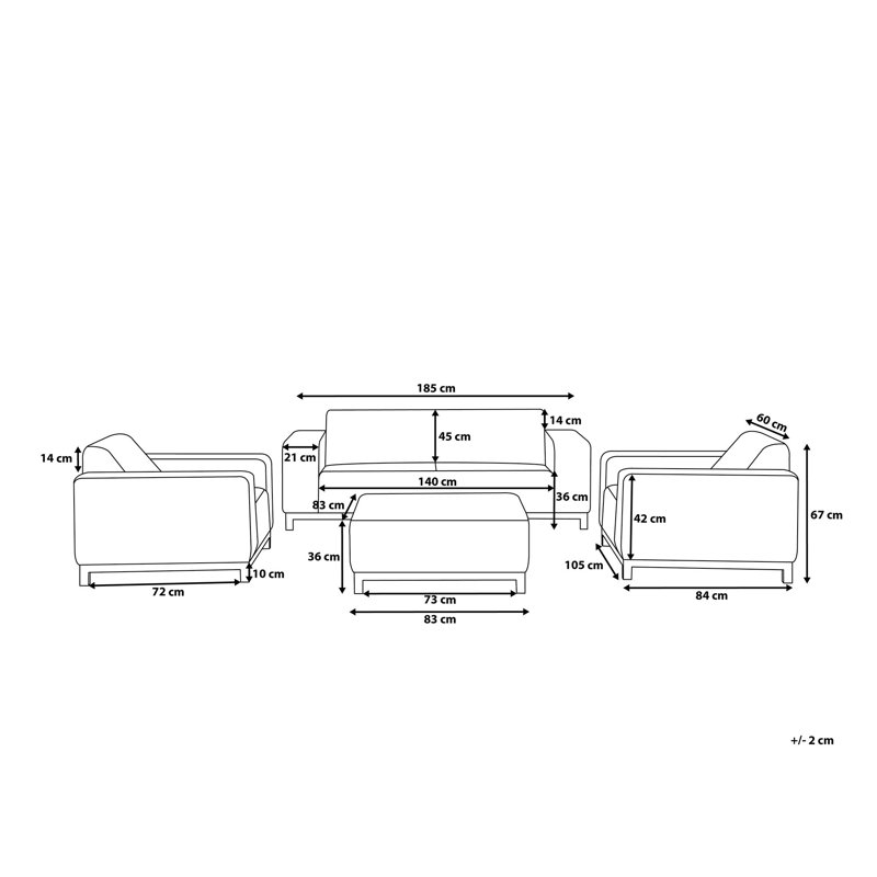 Eleene 4 Seater Sofa Set