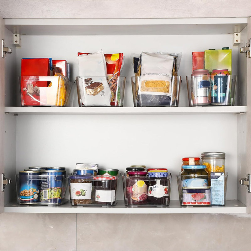 Paquet de 12 bacs de rangement en plastique transparent multi-usage pour l'organisation avec étiquettes - maison, cuisine, salle de bain, bureau, bacs de rangement pour garde-manger - collection SOHO, véhicules récréatifs, organisation de réfrigérat