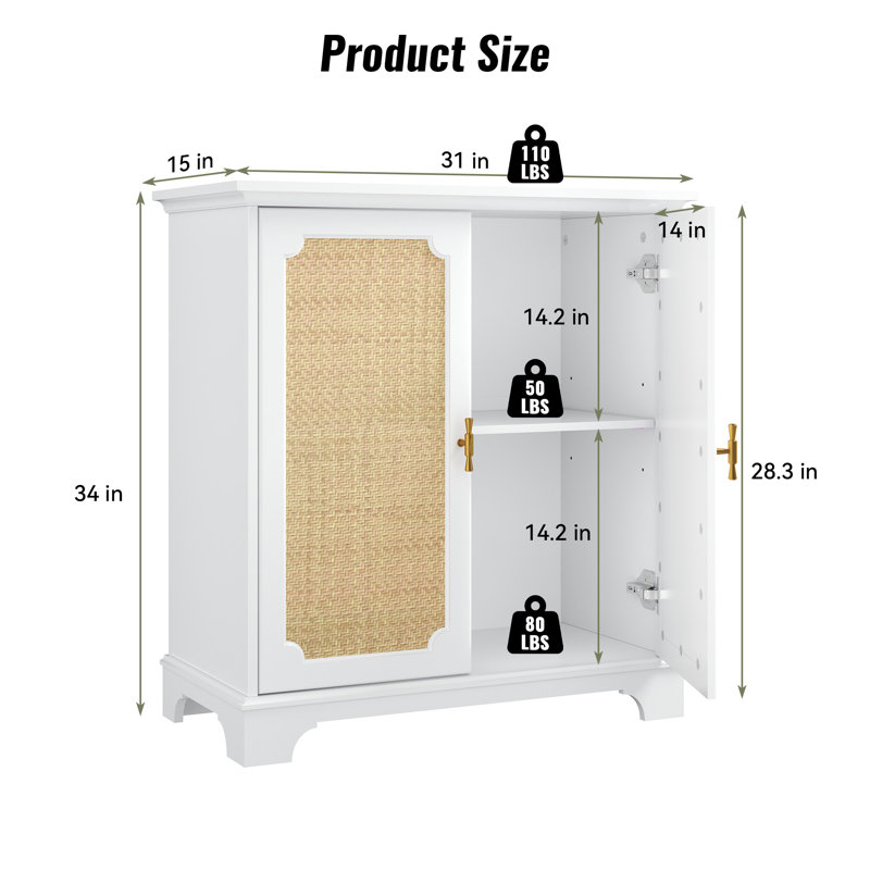 Rattan Doors Storage Sideboard Buffet