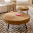 COZAYH 2 Piece Round Coffee Tables, Wooden Living Room Furniture, Radial Pattern