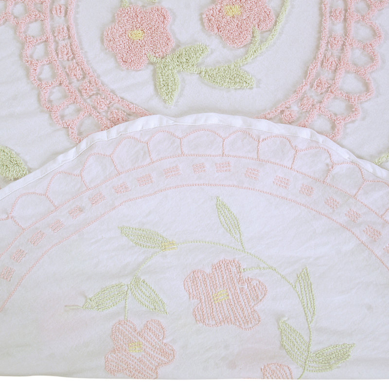 Bloomfield 100% Cotton Chenille Coverlet/Bedspread Machine Washable Ultra Soft Floral Pattern All Season Bedding, Rose