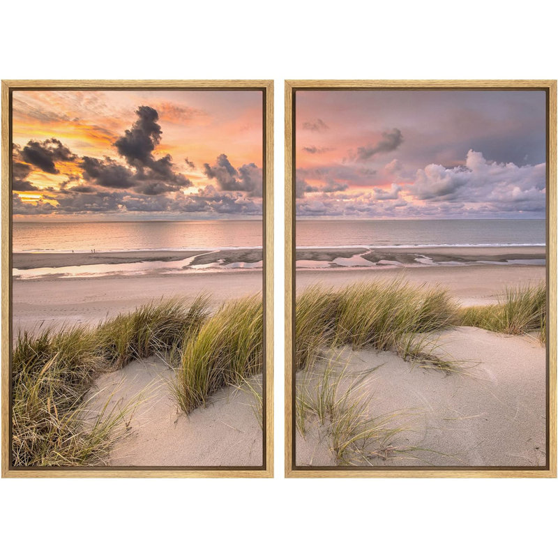 Décor de photographie de paysage tropical pastel coucher de soleil ciel océan vague plage nature, H 36 po x l 24 po, Naturel