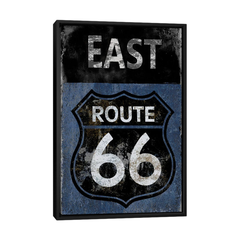 « route 66 east », impression sur toile, H 26 po x l 18 po x P 1,5 po, Toile avec cadre noir, Pas de tapis