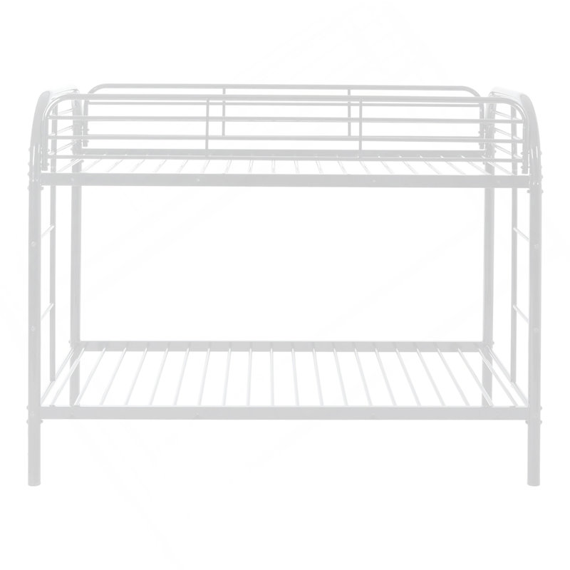 Lit superposé en métal simple au-dessus de simple, lits superposés robustes avec 2 échelles et garde-corps pleine longueur, aucun sommier requis, assemblage facile, blanc