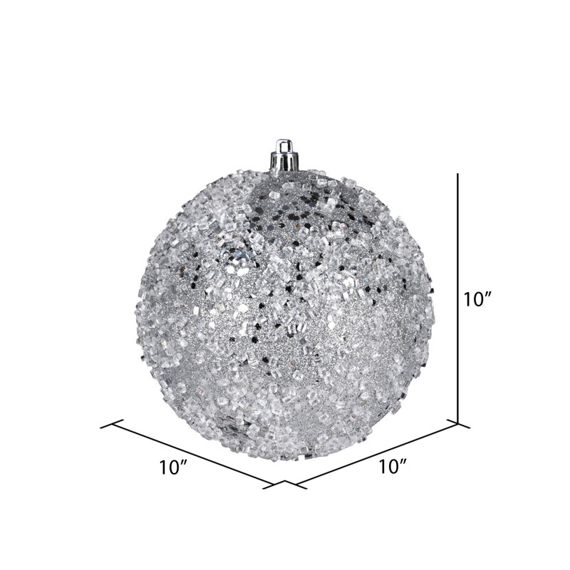 Ornement boule scintillante, H 10 po x l 10 po x P 10 po, Argent, 1