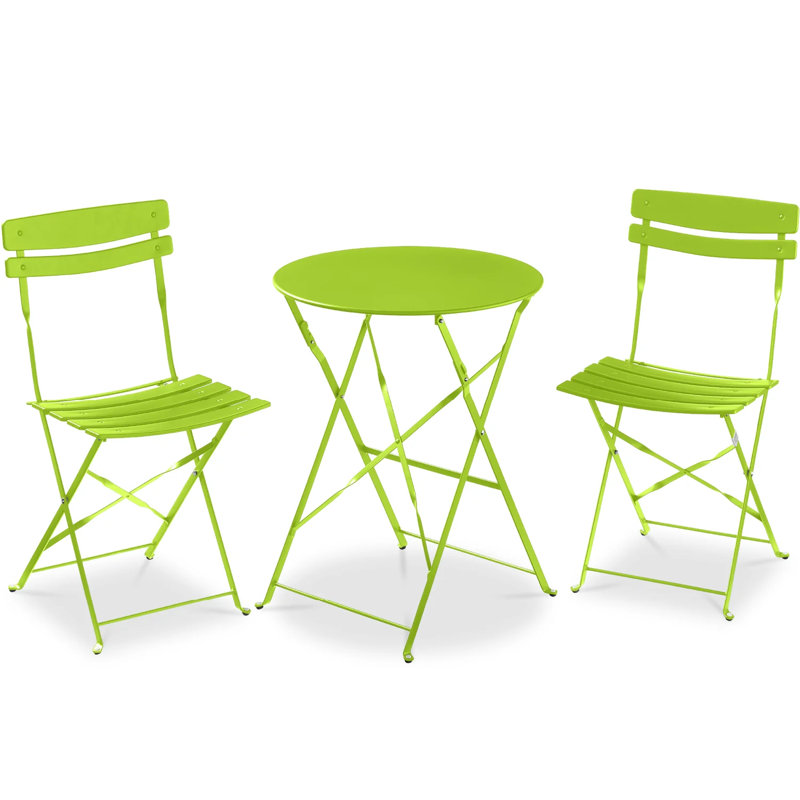 Folding Patio Bistro Set, Lime Green