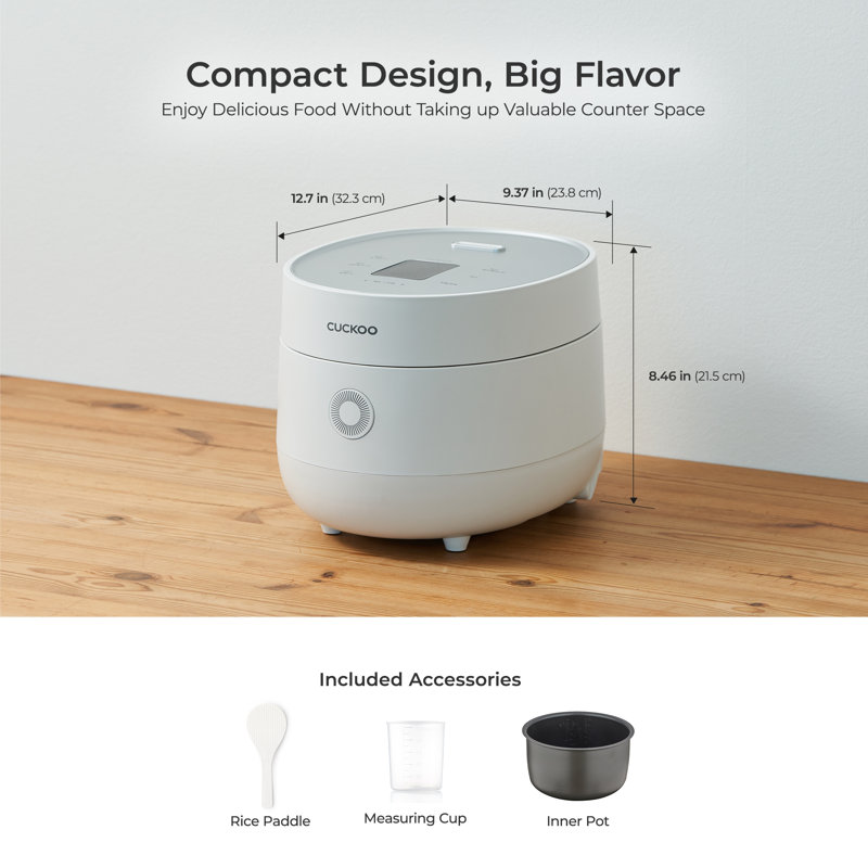 CUCKOO Micom Rice Cooker with Nonstick Inner Pot, 13 Menu Modes, LCD Display, Fuzzy Logic Tech, Auto Clean, 6 Cup, White