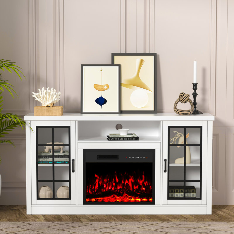 Meuble télé pour téléviseur de 65 po ou moins avec foyer électrique multicolore Behés