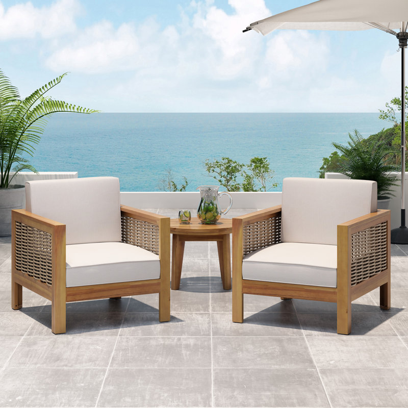 Laila Acacia Outdoor Lounge Chair, Teak/Beige