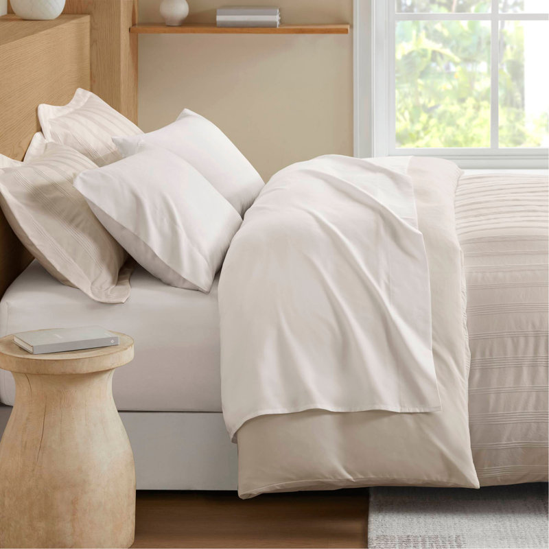 Ensemble de housse de couette 3 pièces, Housse de couette pour grand lit et 2 taies décor, Neutre