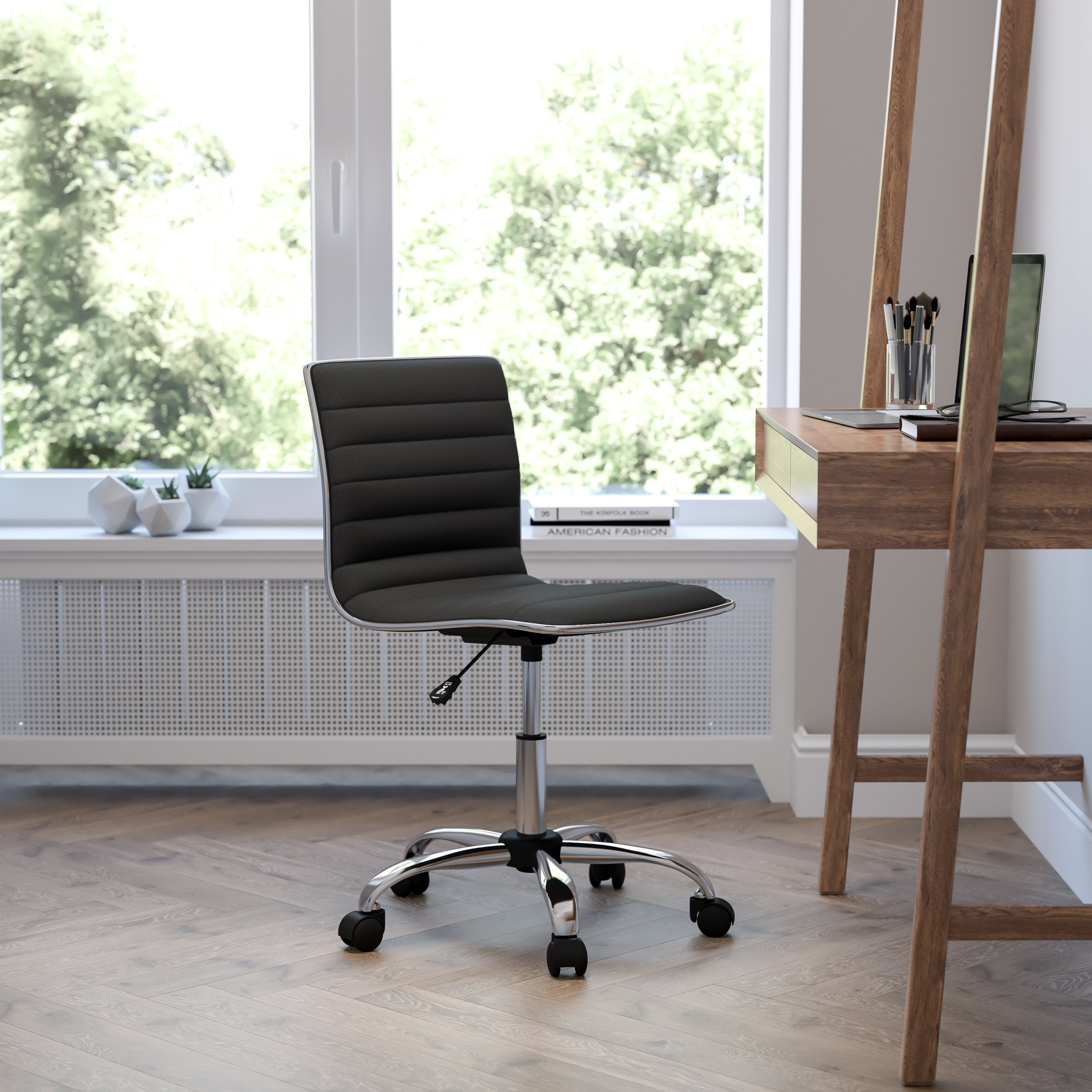 Blue Elephant Low Back Designer Armless Ribbed Swivel Task Office Chair ...