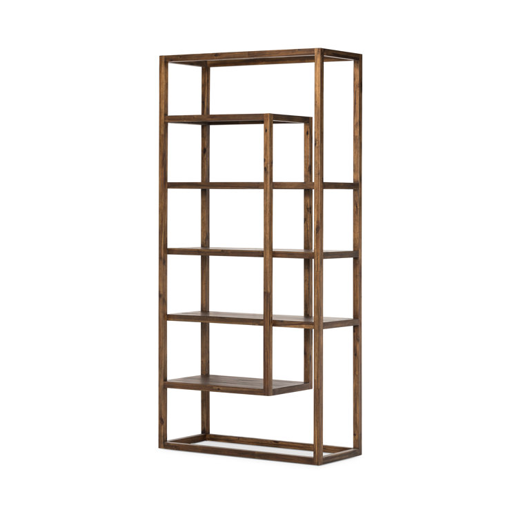 Waylon Solid Wood Geometric Bookcase