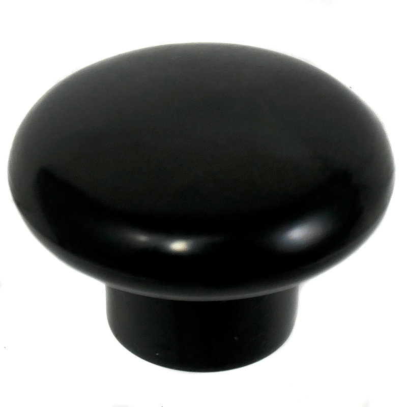Black Round Plastic Cabinet Knob with Mounting Hardware