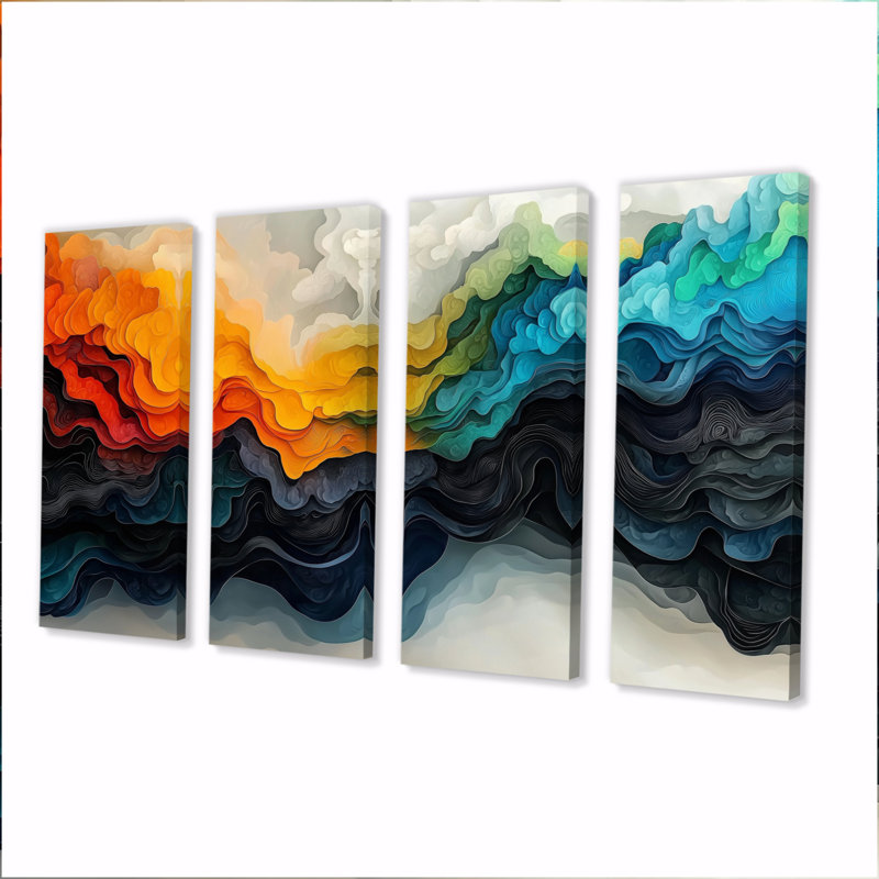 «Minimalist Ethereal Abstract t Marble Ocean III» - art mural éthéré - art mural moderne sur toile, 4, H 32 po x l 64 po