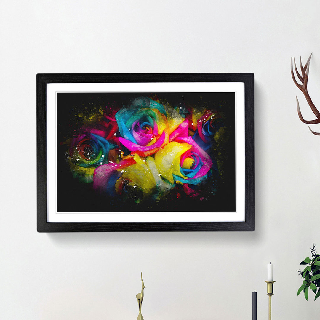 Multi-Coloured Rainbow Roses - Picture Frame Graphic Art Print