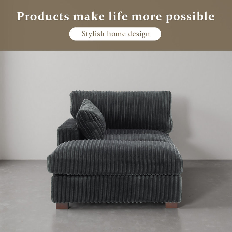 Upholstered Chaise Lounge, Grey