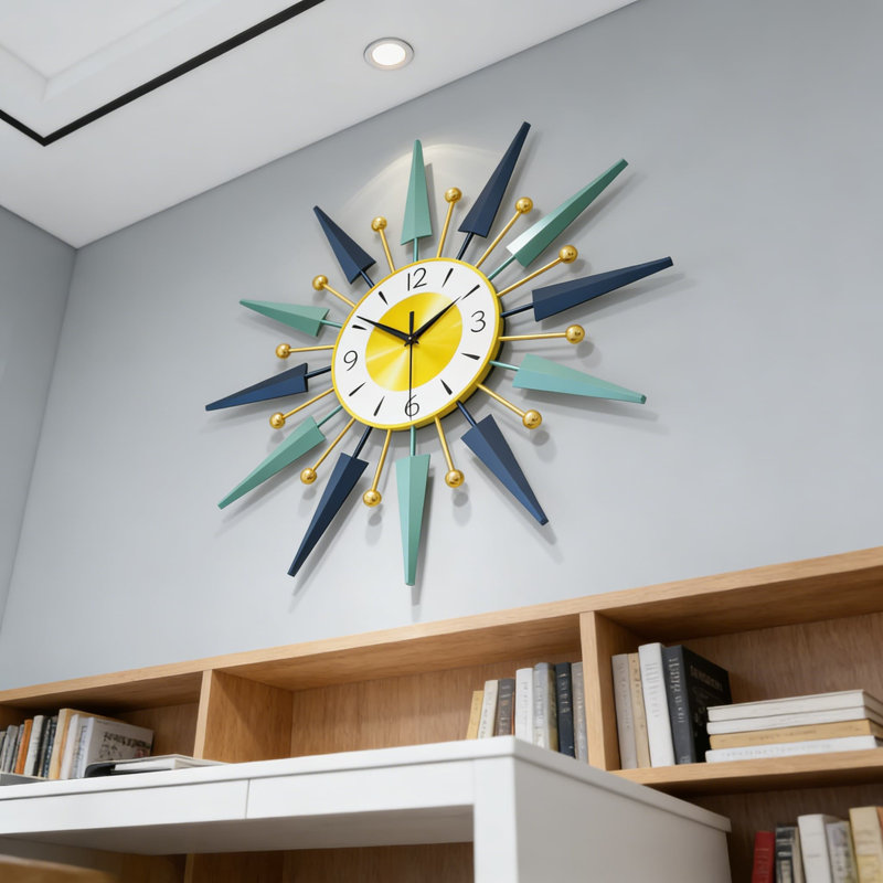 Horloge murale 24 pouces Mid-Century Modern Starburst