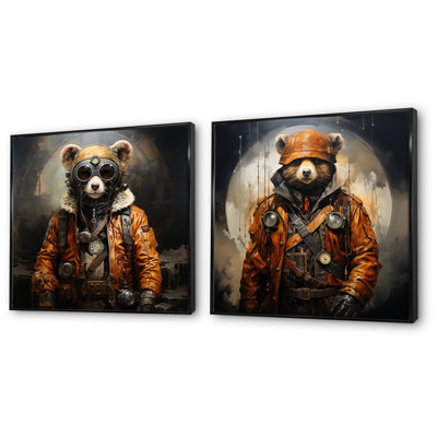 Steampunk Bear Fashion I - ensemble de 2 reproductions d'art mural Bear Fashion