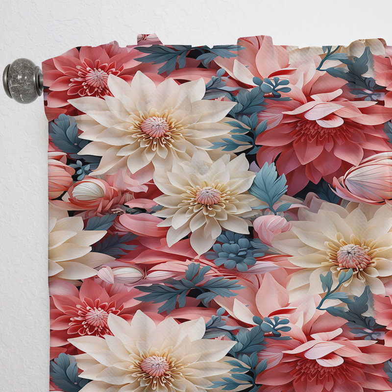 French Romance Floral Pattern III - Floral Curtain - Velvet Room Darkening - 1 Panel, 52" W x 95" L