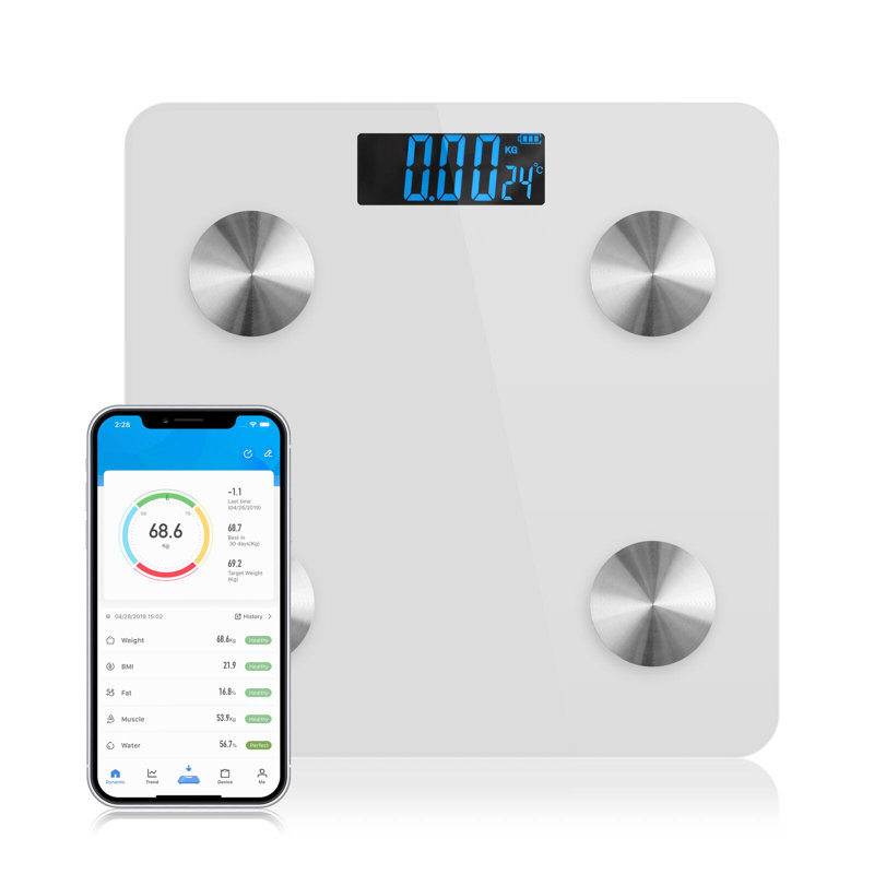 Symple Stuff Gaulke Smart Digital Bathroom Scale with Bluetooth, White