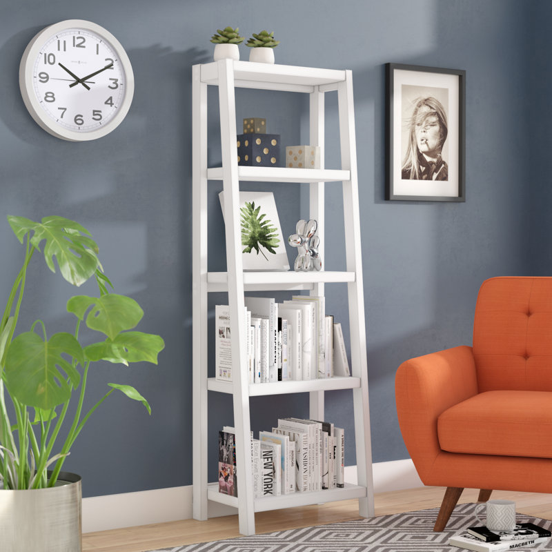 Bibliothèque échelle Sargun H 63,25 "x l 21,25", Blanc brillant