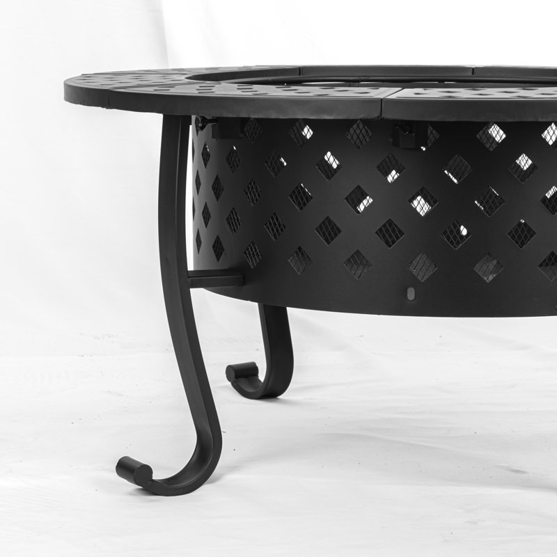 Foyer au bois avec couvercle et barbecue 36 po Guntars, H 28 po x l 36 po x P 36 po