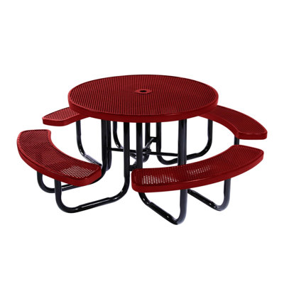 Table de pique-nique ronde de 117 cm (46 po), couleur bourgogne texturé