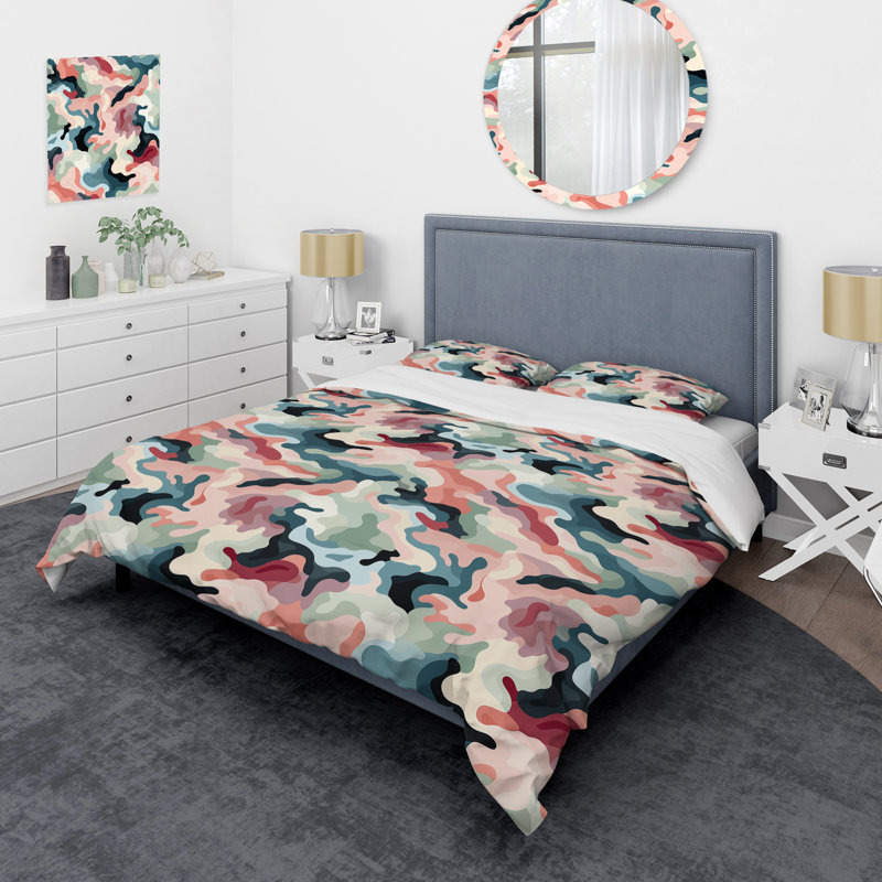 Ensemble de housse de couette abstrait Mathumitha, Housse de couette pour très grand lit et 2 très