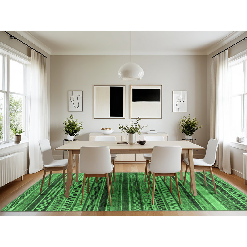 Washable Geometric Indoor Rug, Rectangle 7' x 10'