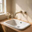 Robinet pour salle de bain mural en laiton brossé à poignée simple avec bonde escamotable