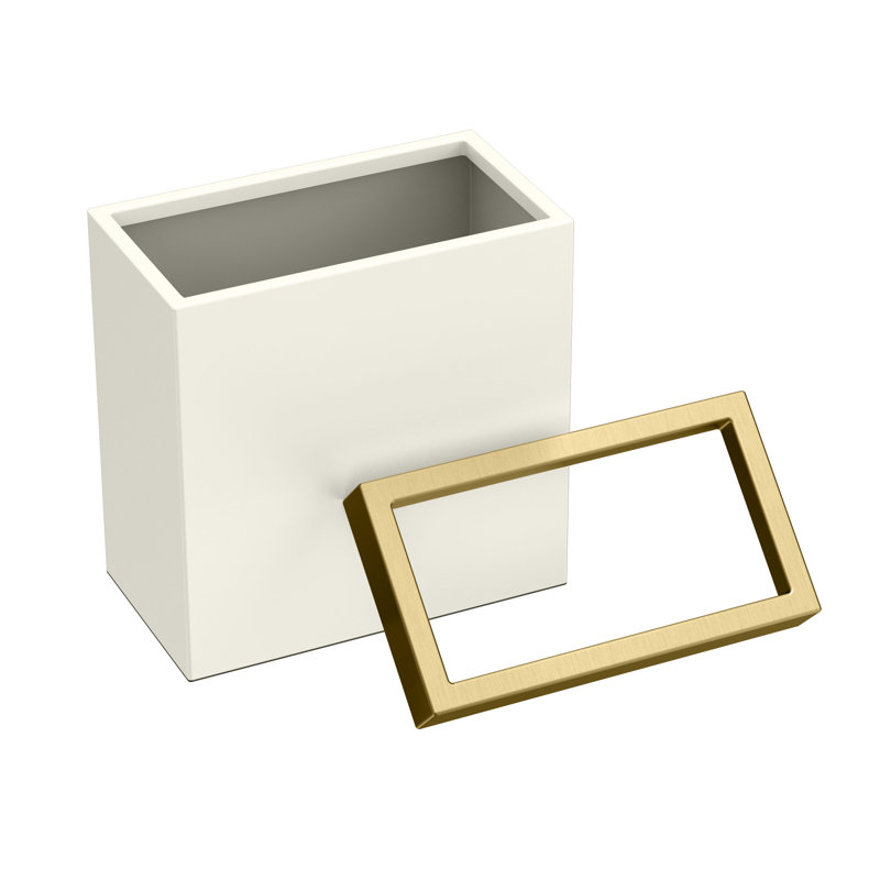Couvercle de poubelle rectangulaire ouvert 3,18 gallons en acier inoxydable Elevate, Perle mate / laiton brossé