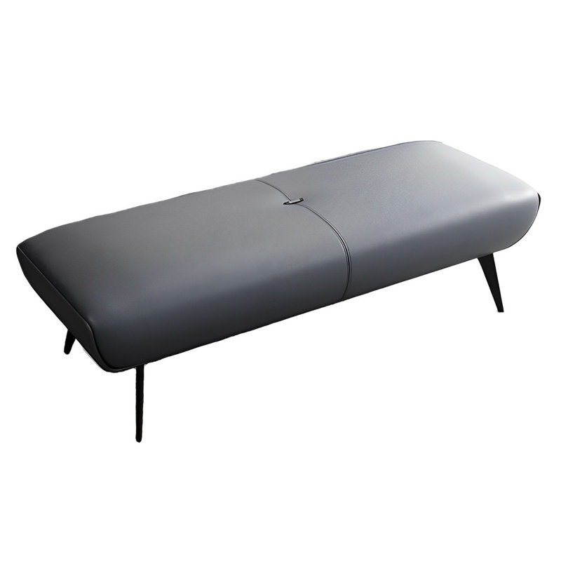Meldia Leather Match Upholstered Bench, 15.74" H x 70.86" W x 19.68" D, Gray